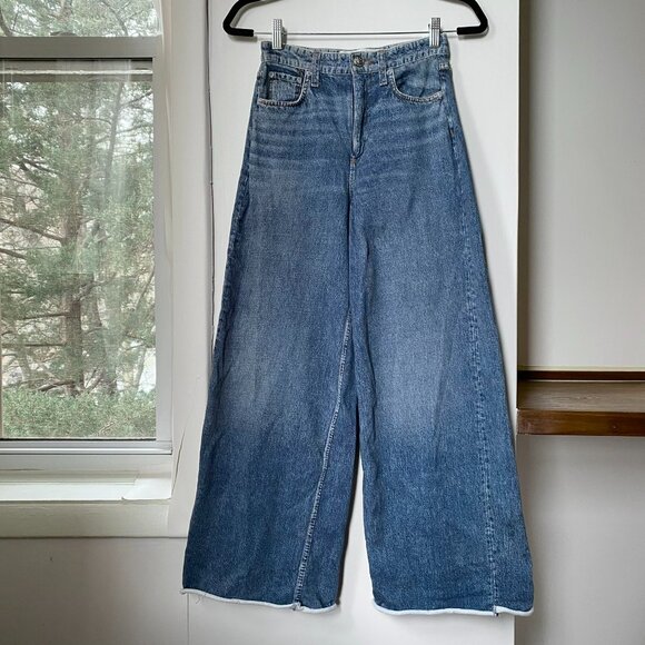 Rag & Bone Miramar Sofie Wide Leg Pant Sweatpant Jeans in Kimber Blue 24 - Picture 9 of 11